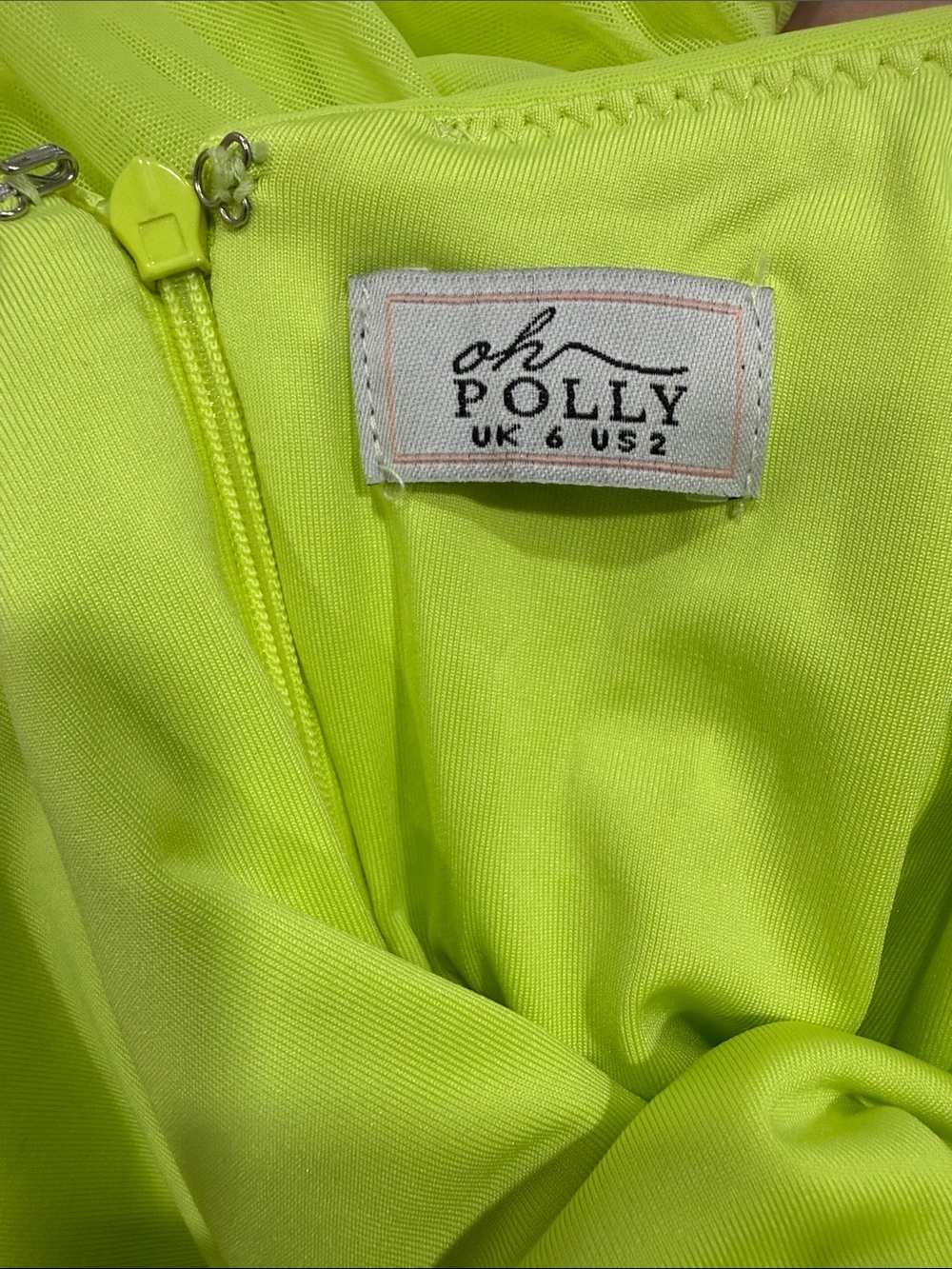 Oh Polly Neon Lime Strapless Ruched Bodycon Midi Dress - Picture 2 of 8